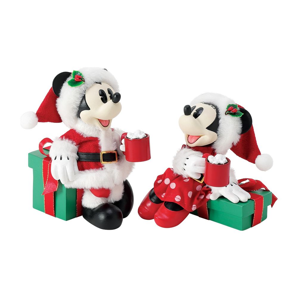 Set de figuras navideñas "Pausa de cacao" Mickey y Minnie Mouse por Department 56 Possible Dreams