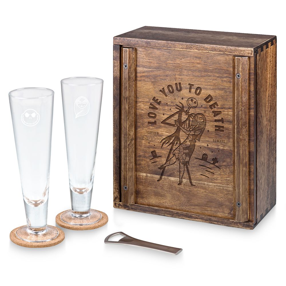 Set de regalo de vasos pilsner Jack Skellington y Sally