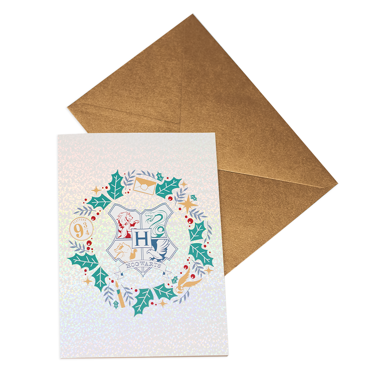 Harry Potter Holiday Greeting Card Hogwarts Wreath Patterned