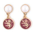 Harry Potter Earrings of Gryffindor Crest with Pearl