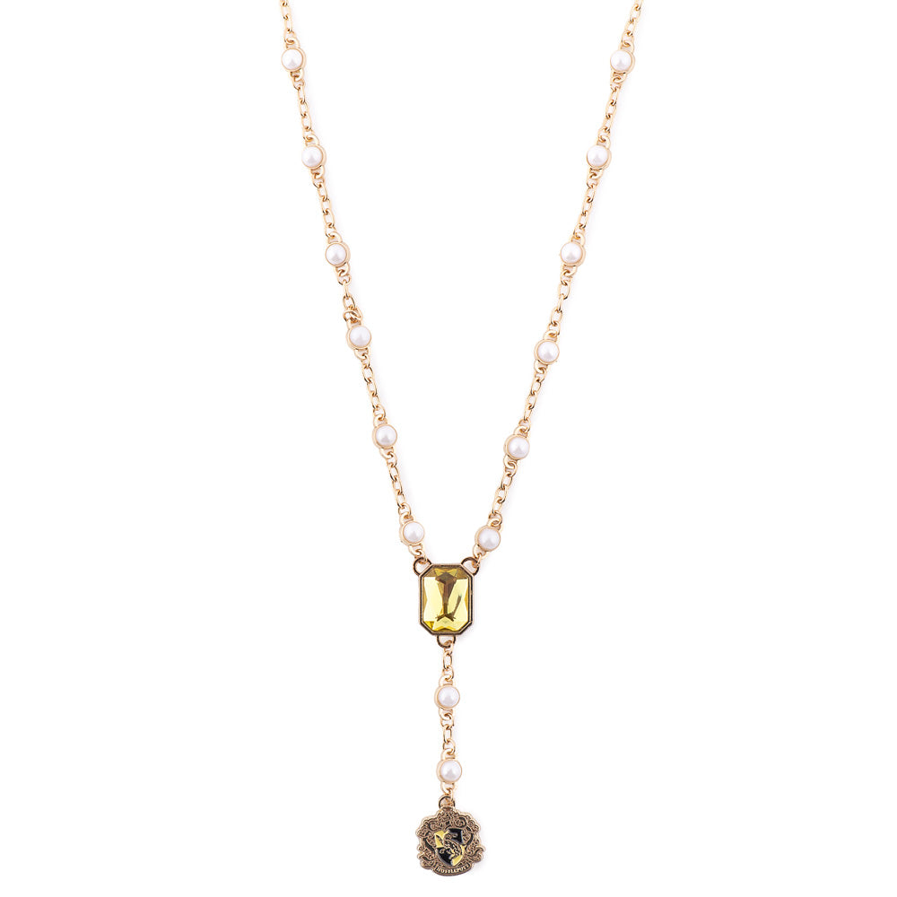 Harry Potter Necklace of Hufflepuff Crest with Pearl