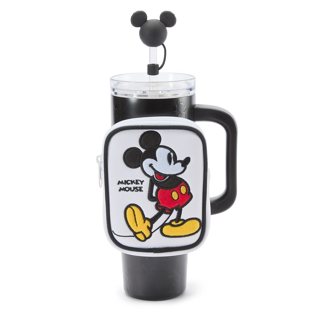Vaso térmico de viaje de acero inoxidable con bombilla Mickey Mouse 30 oz. más estuche con cierre