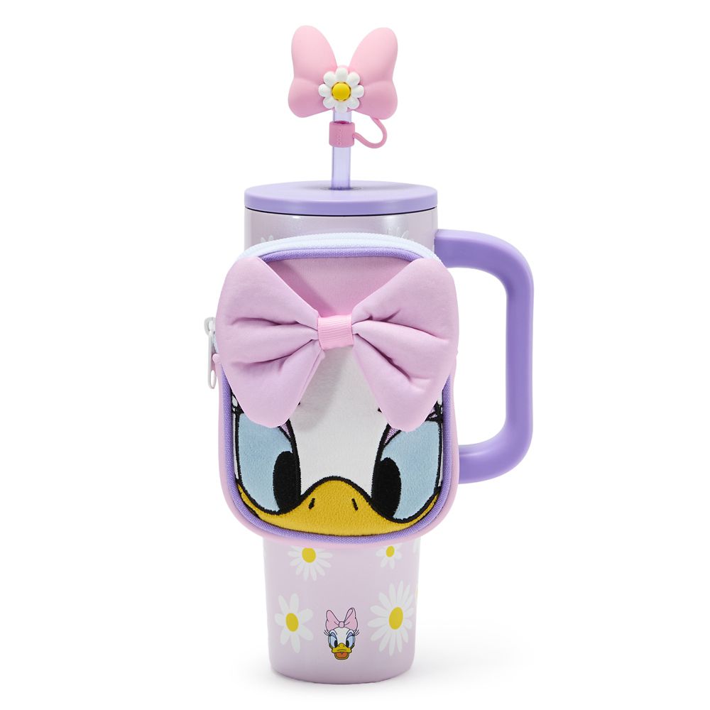 Vaso térmico de viaje de acero inoxidable con bombilla Daisy Duck 30 oz. más estuche con cierre