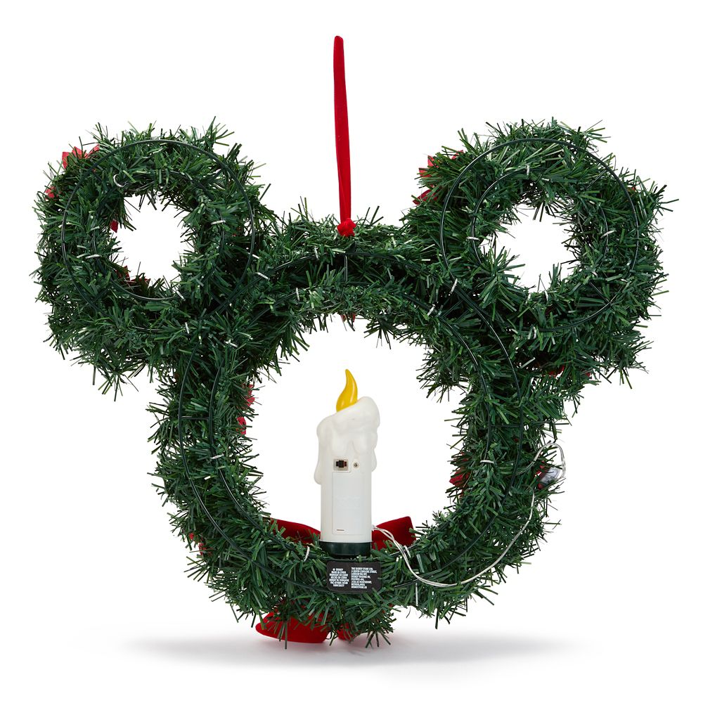 Corona navideña con luz de Mickey Mouse