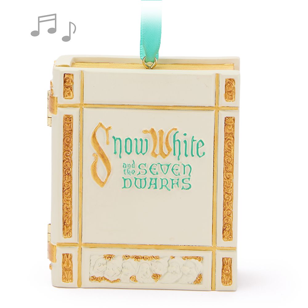 Adorno navideño Storybook Musical Living Magic Sketchbook Blancanieves y los Siete Enanos