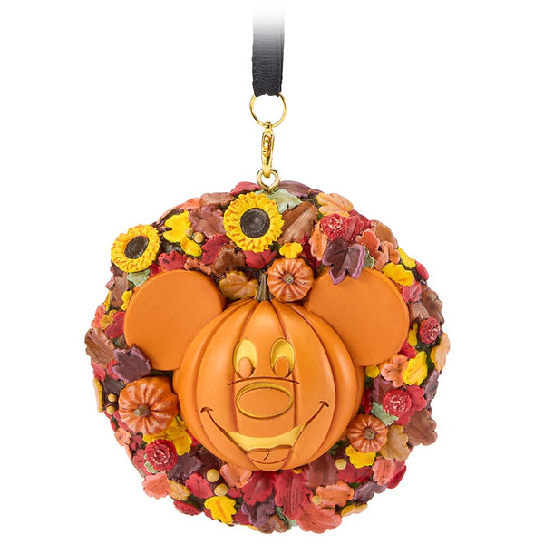 Adorno de Halloween Mickey Mouse corona de calabaza tallada