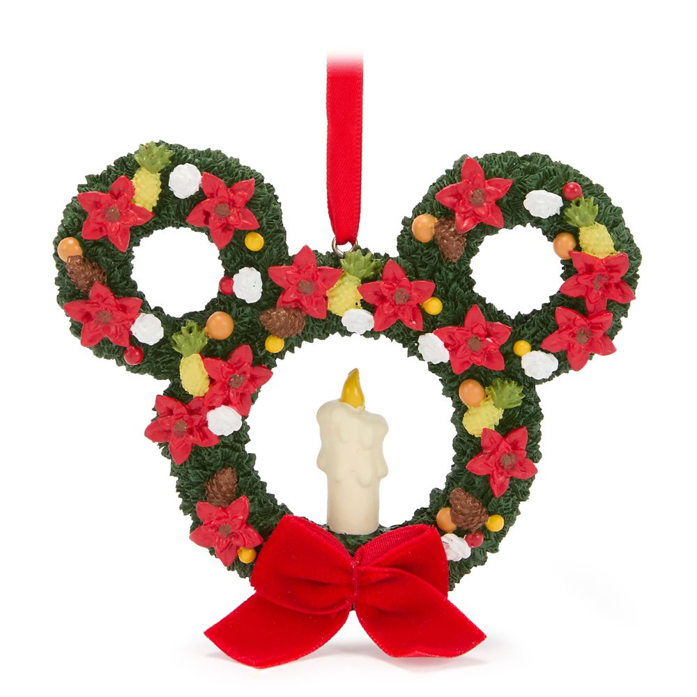 Ornamento navideño de corona con ícono de Mickey Mouse