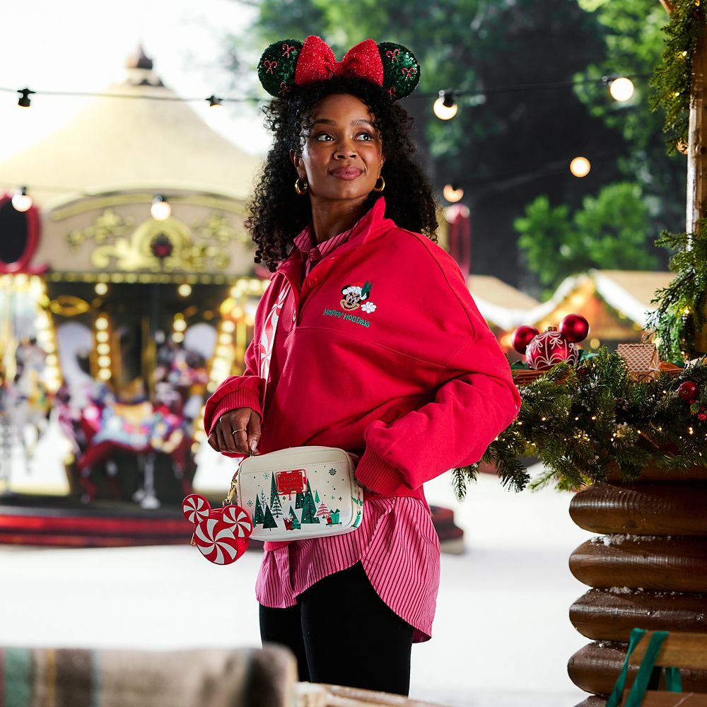 Set bolso cruzado y monedero navideño Santa Mickey Mouse Loungefly