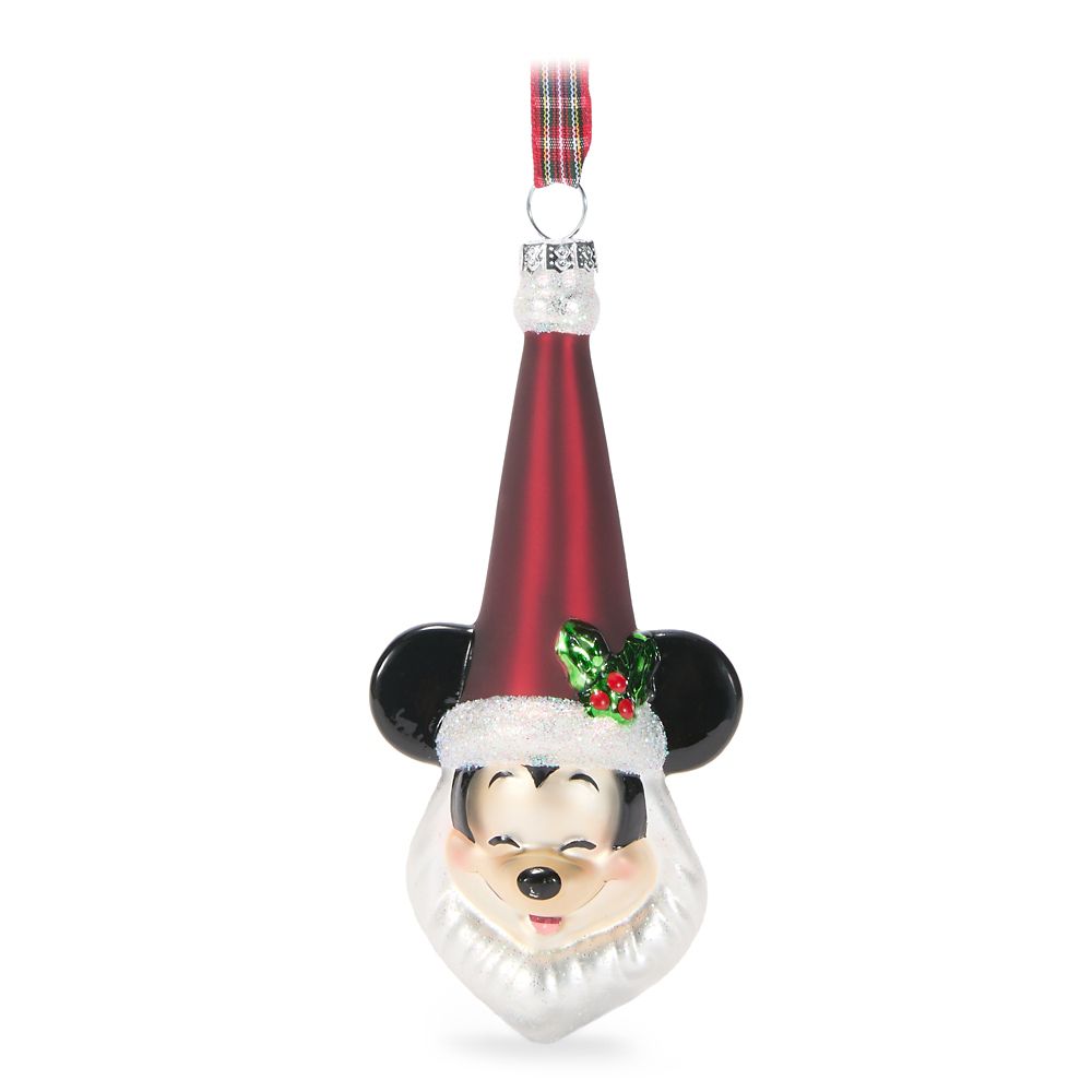 Adorno navideño de vidrio Mickey Mouse como Santa Claus