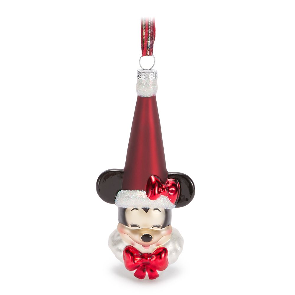 Adorno navideño de vidrio Minnie Mouse como Mamá Noel