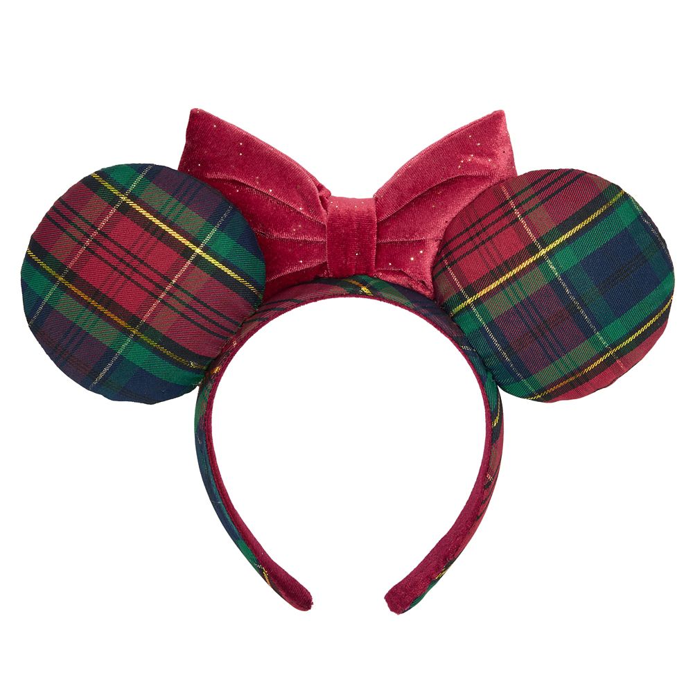Cintillo de orejas navideño de cuadros Minnie Mouse para adultos