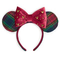 Cintillo de orejas navideño de cuadros Minnie Mouse para adultos