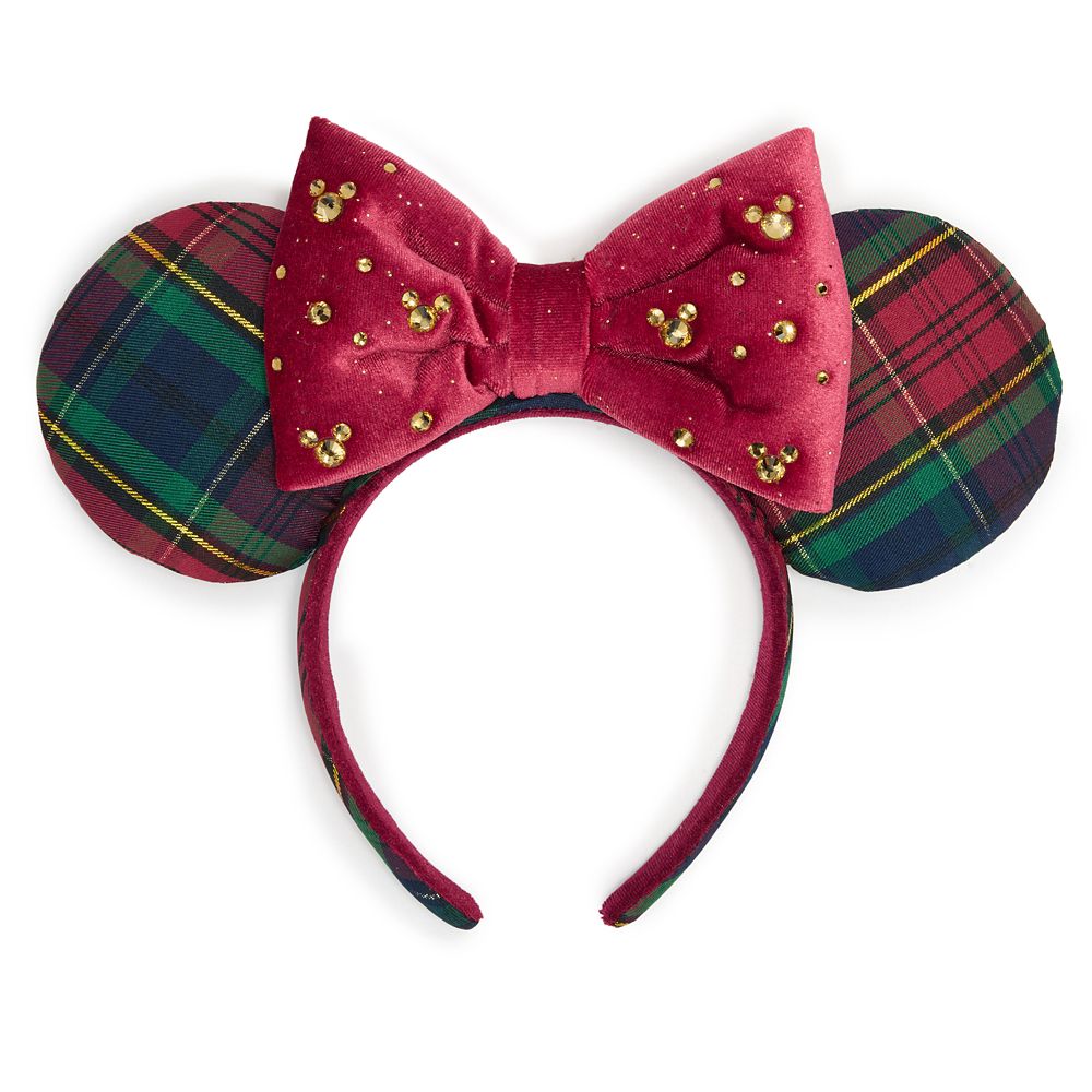 Cintillo de orejas navideño de cuadros Minnie Mouse para adultos