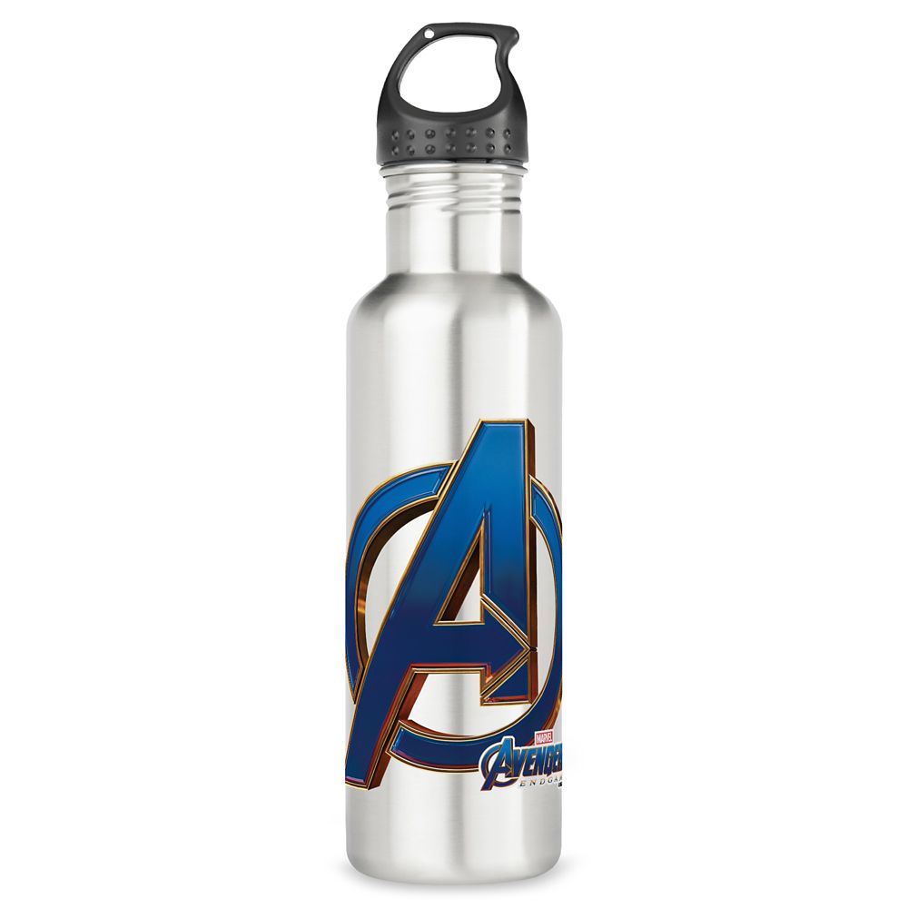 Botella de agua de acero inoxidable logo Avengers azul y dorado – Marvel's Avengers: Endgame