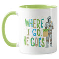 Taza con ilustración The Mandalorian "Donde yo voy, él va"