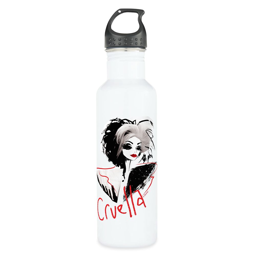 Botella de agua de acero inoxidable Cruella con ilustración de moda