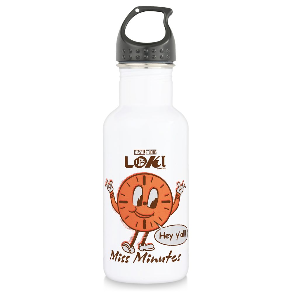 Botella de agua de acero inoxidable Miss Minutes caricatura '¡Hola a todos!' – Loki