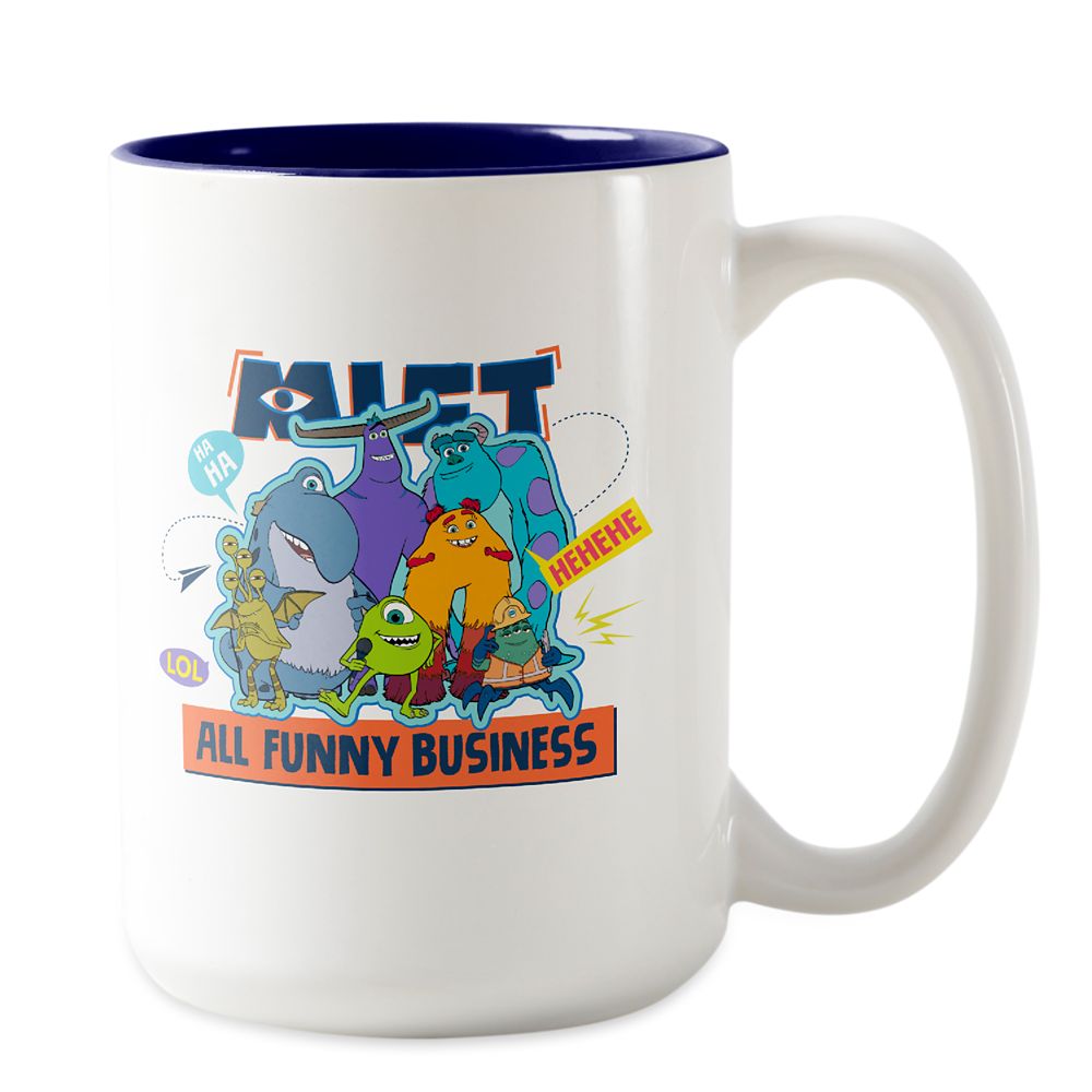 Taza de café bicolor Monstruos a la Obra 'Puro negocio gracioso'