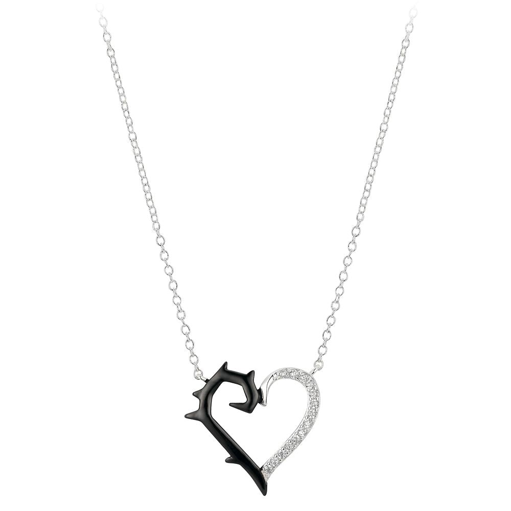 Collar con colgante de corazón y espinas Maléfica