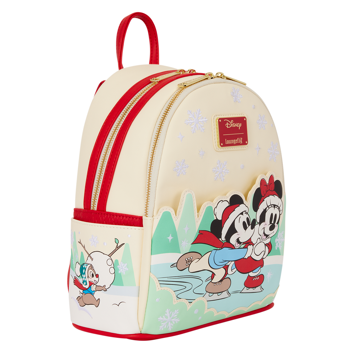 Mini mochila navideña Mickey y sus amigos patinando sobre hielo