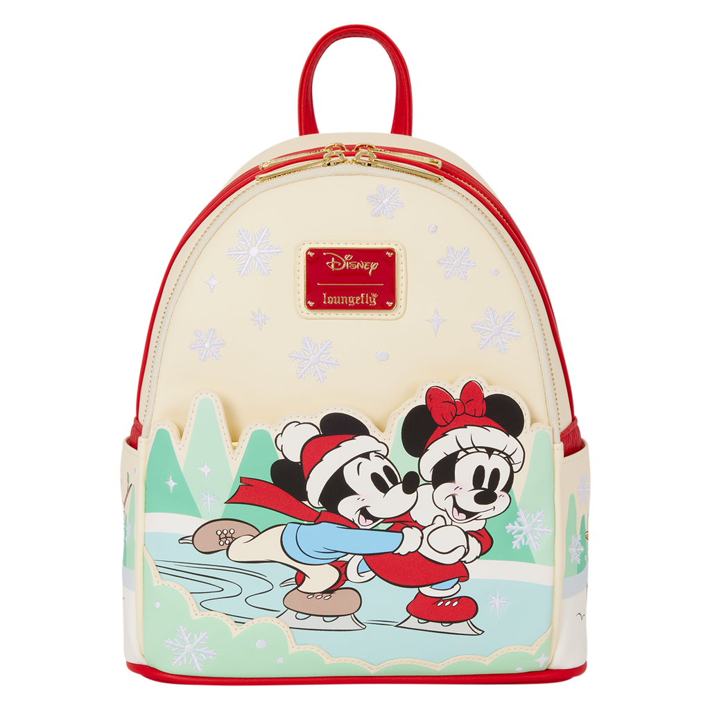 Mini mochila navideña Mickey y sus amigos patinando sobre hielo