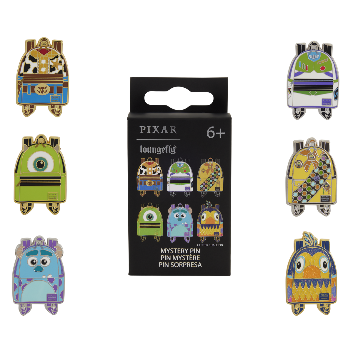 Pin sorpresa mini mochila personajes Pixar