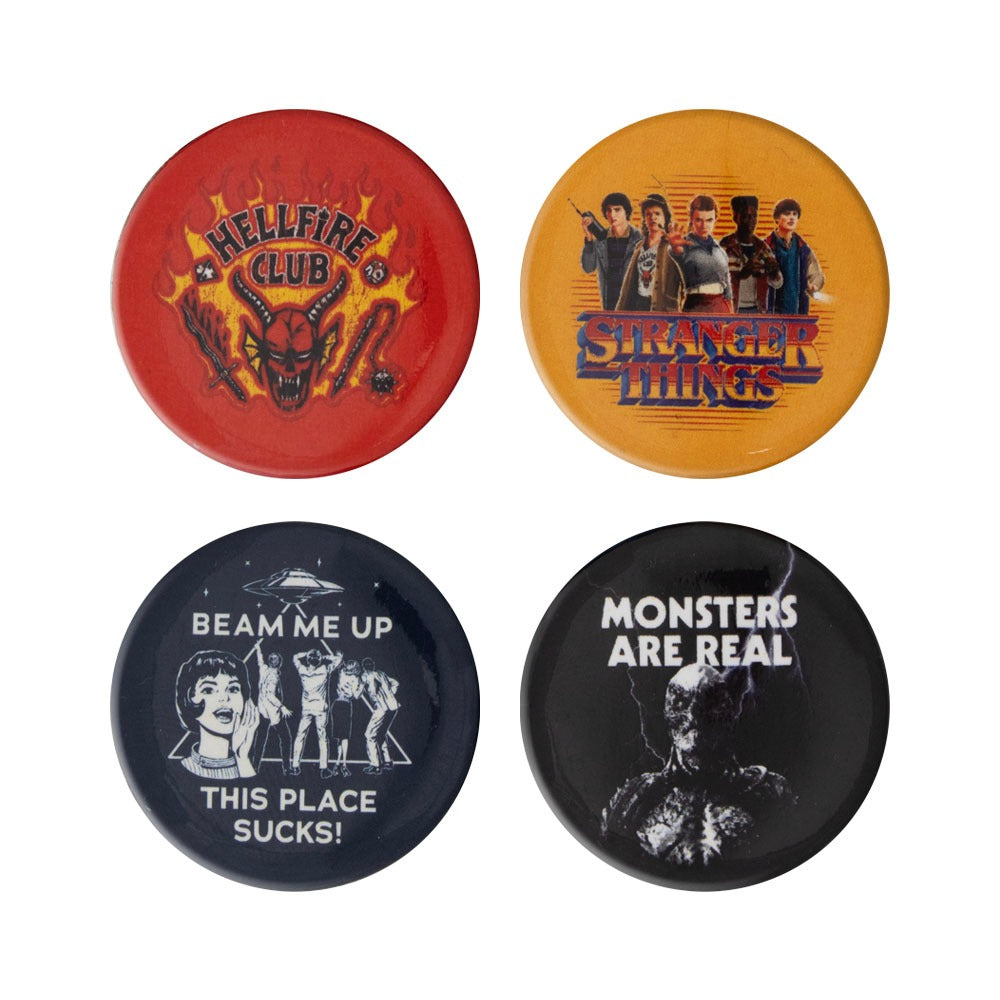 Set de 4 botones Stranger Things 5 Halloween Horror Nights 2026