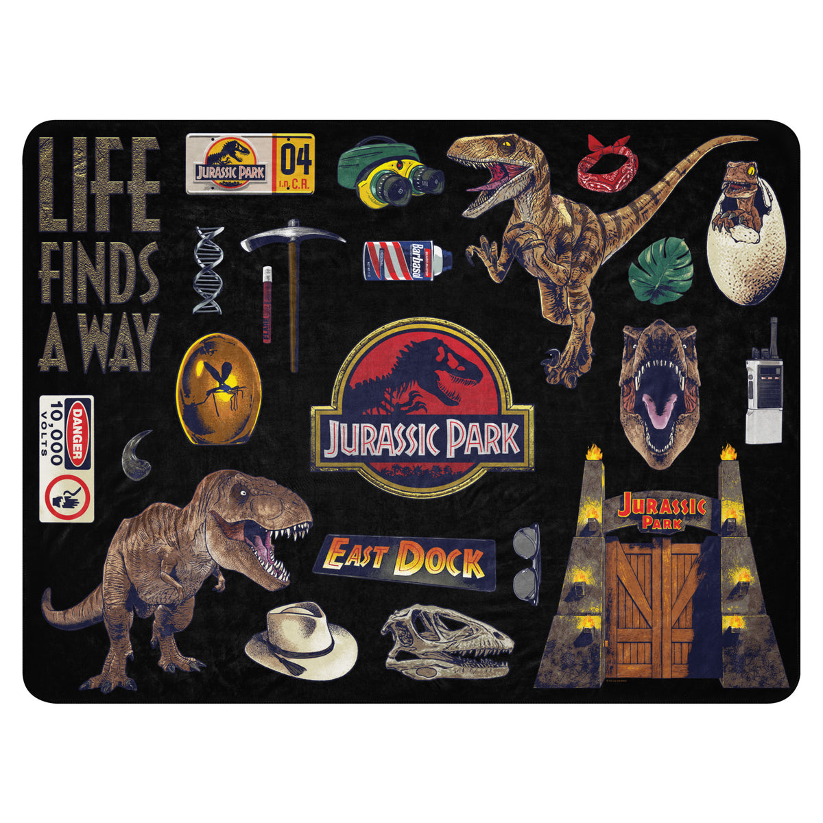 Jurassic Park Icons Sherpa Blanket